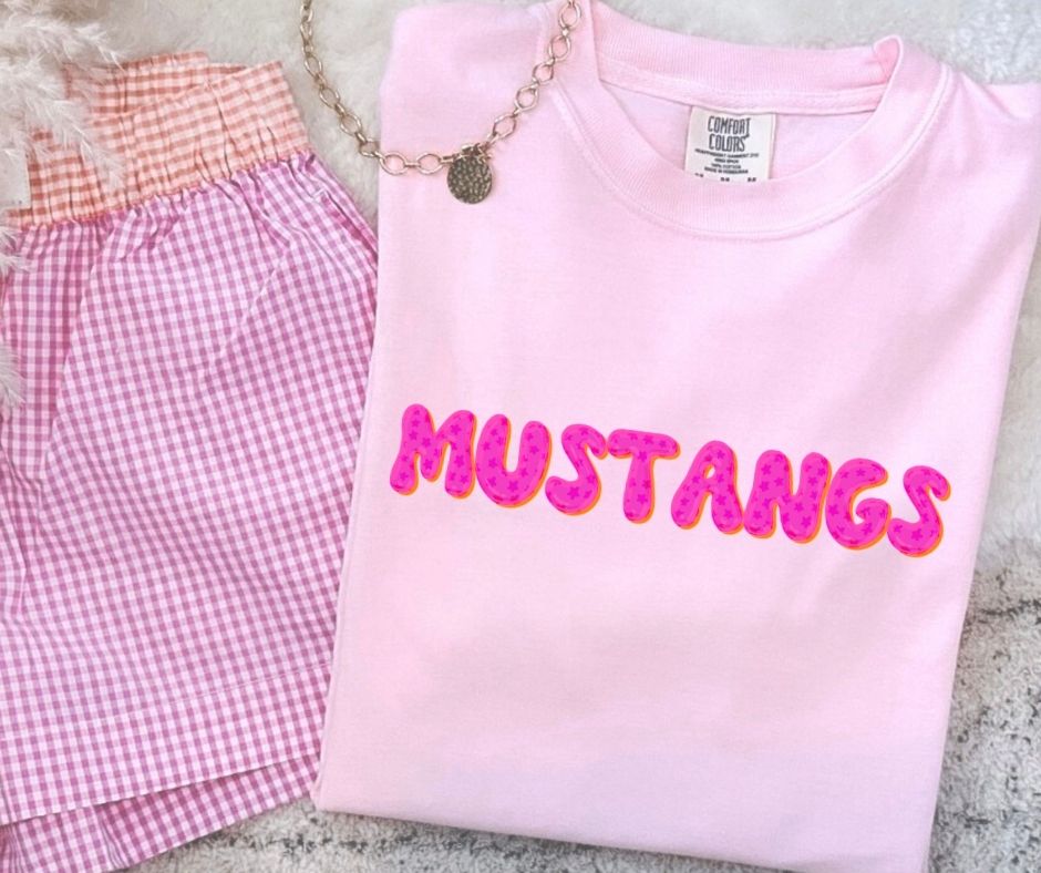 Mustangs (Pink Bubble Stars Mascot) - DTF