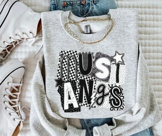 Mustangs (BW Collage Mascot) - DTF