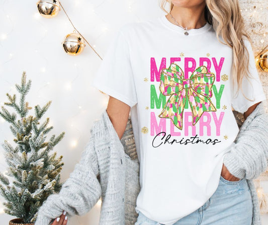 Merry Christmas (Coquette Brushstroke Bow) - DTF