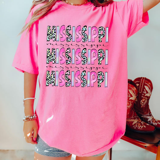 Mississippi leopard pastel pattern state - DTF