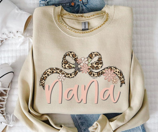 Nana (Leopard Floral Bow) - DTF