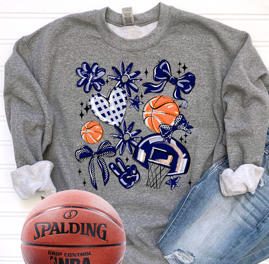Play Ball Collage - Navy (Basketball) - DTF