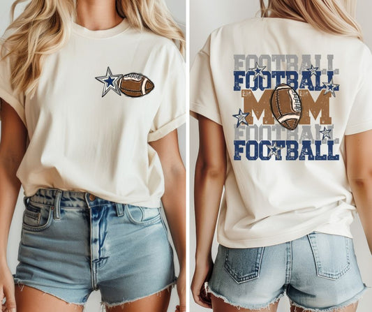 Football Mom - Navy/Gray (2-in-1 front/back design) - DTF