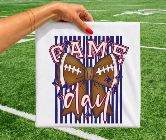 Game Day Football Stripes - Navy/Red - DTF