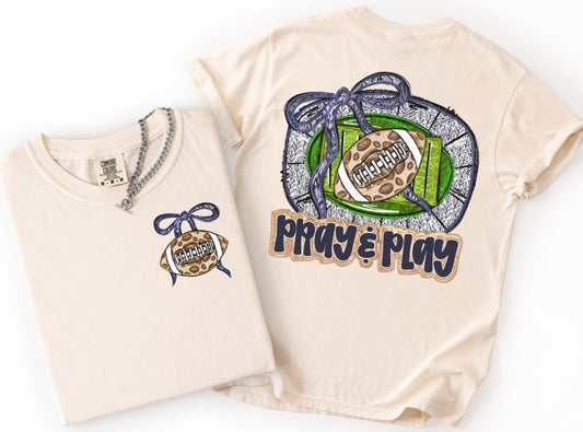 Pray and Play Football - Navy (2-in-1 front/back design) - DTF