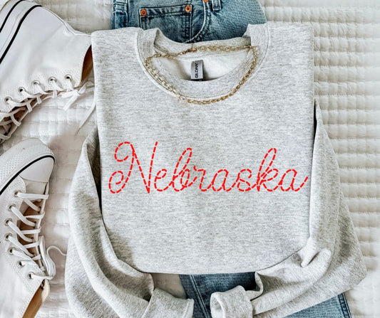Nebraska - Red (Stitched Mascot) - DTF