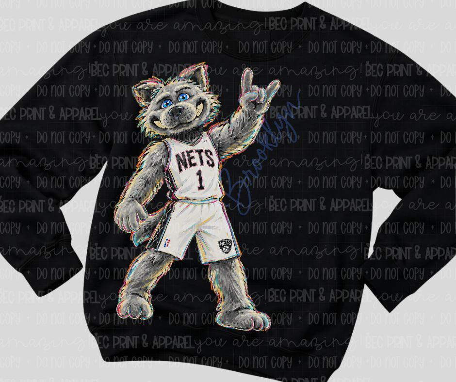 Nets (Rockin NBA Mascot) - DTF