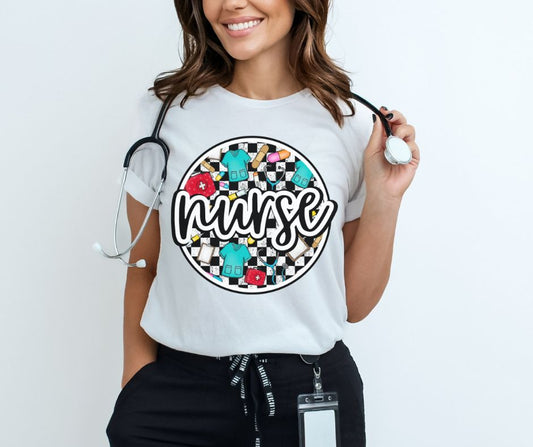 Nurse (Checkered Circle)  - DTF