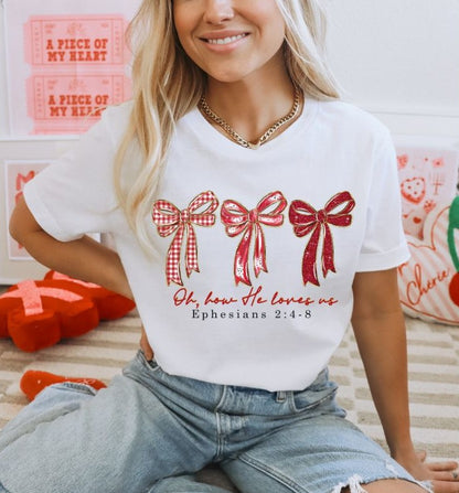 Oh How He Loves Us (Coquette Bow) - DTF