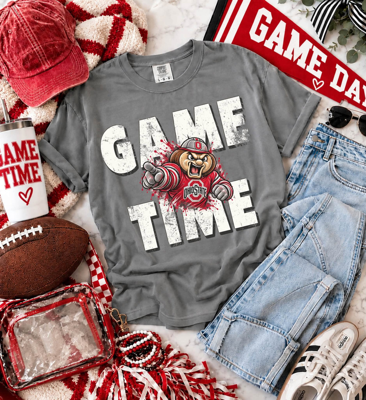 Ohio (Distressed Game Time Mascots) - DTF