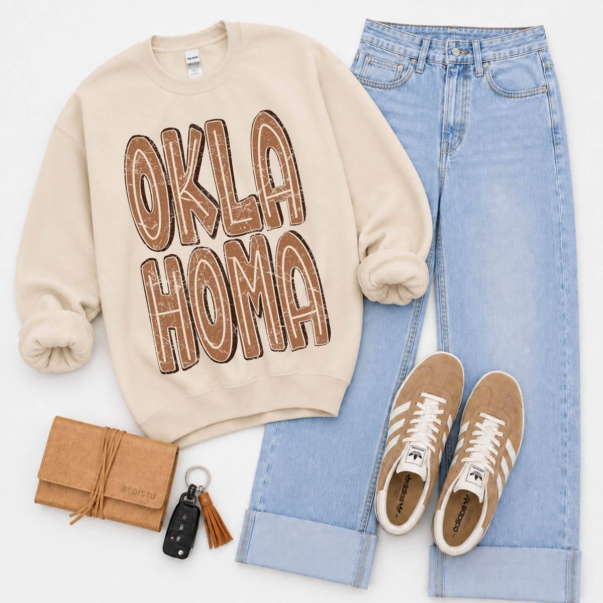 Oklahoma (Brown Distressed Shadow State) - DTF