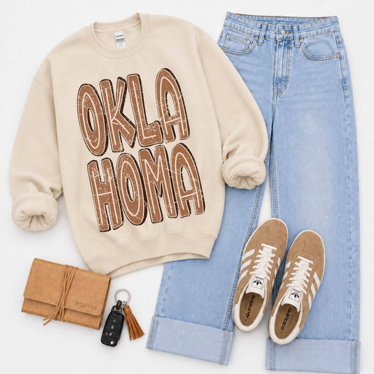 Oklahoma (Brown Distressed Shadow State) - DTF