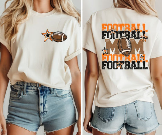 Football Mom - Orange/Black (2-in-1 front/back design) - DTF