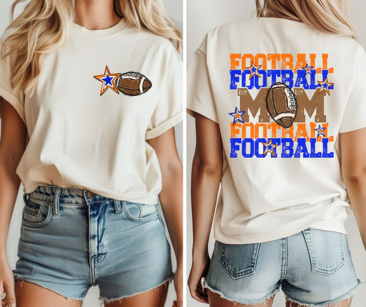 Football Mom - Orange/Royal Blue (2-in-1 front/back design) - DTF