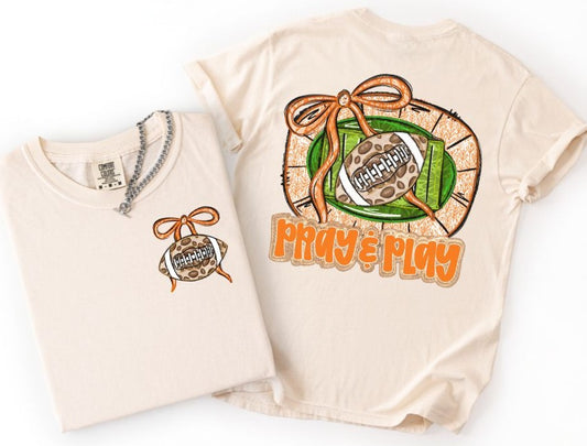 Pray and Play Football - Orange (2-in-1 front/back design) - DTF