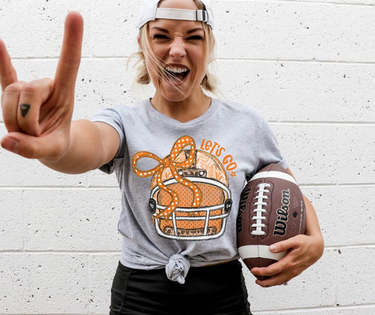 Lets Go Football Helmet (Orange) - DTF