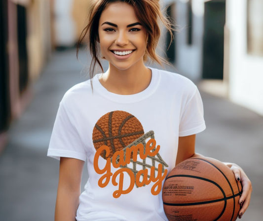 Game Day Basketball (Orange - Faux Yarn) - DTF