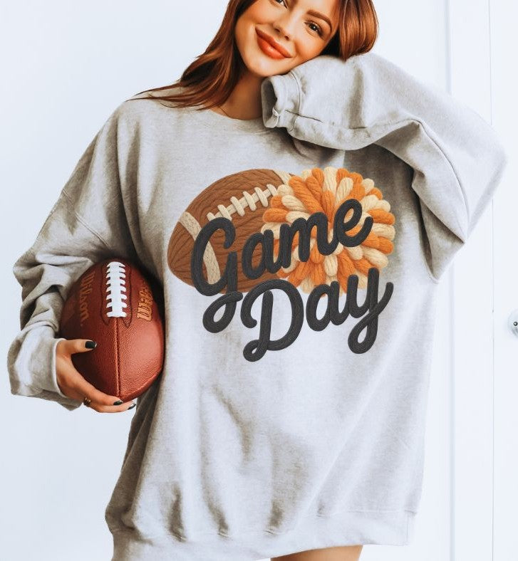 Game Day Football (Orange - Faux Yarn) - DTF