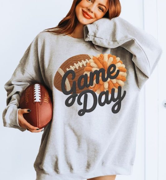 Game Day Football (Orange - Faux Yarn) - DTF