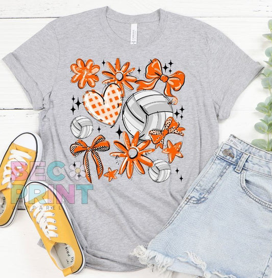 Play Ball Collage - Orange (Volleyball) - DTF