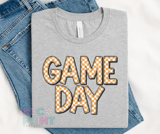 Game Day Checkered (Orange) - DTF