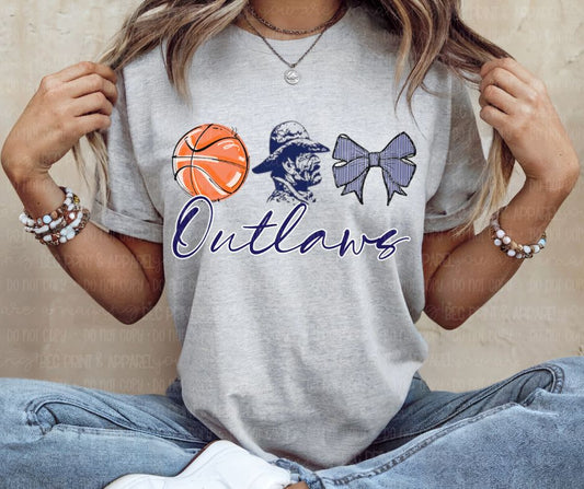 Outlaws - Navy Basketball (Coquette School Spirit Mascot) - DTF