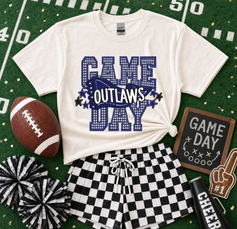 Outlaws - Navy/White (Preppy Game Day Pennant Mascot) - DTF