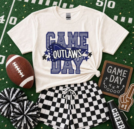 Outlaws - Navy/White (Preppy Game Day Pennant Mascot) - DTF