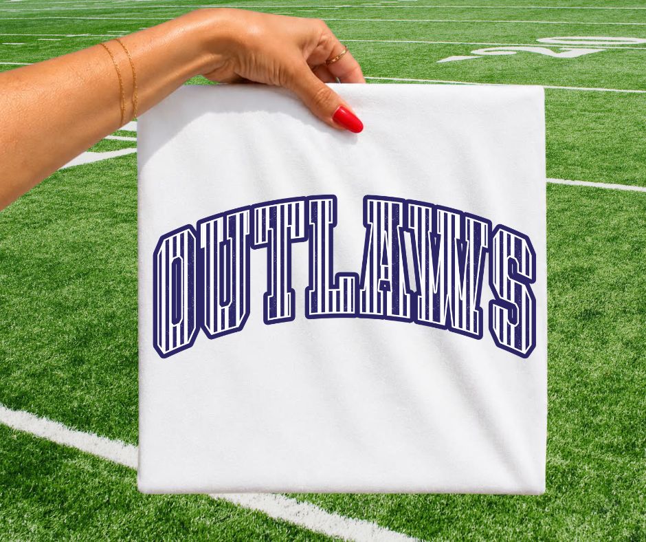Outlaws - Navy/White (Varsity Stripes Mascot) - DTF