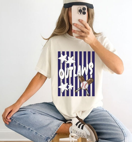 Outlaws - Navy/White/Baseball (Stars and Stripes Mascot) - DTF
