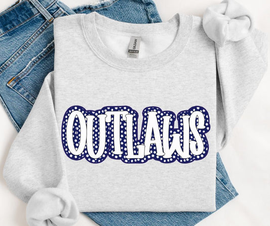 Outlaws - White/Navy (Polka Dot Stack Mascots) - DTF
