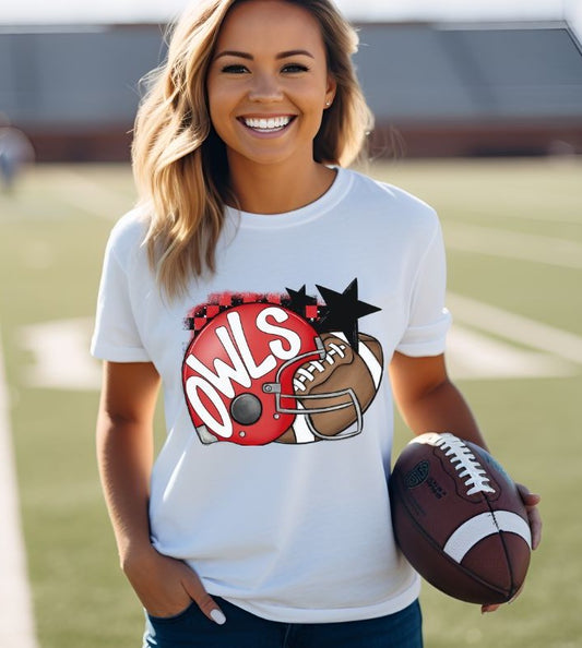 Owls - Red/White (Football Helmet Mascots) - DTF