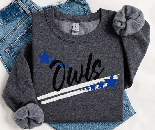 Owls - Black/Royal Blue(Spirit Stars Mascots) - DTF