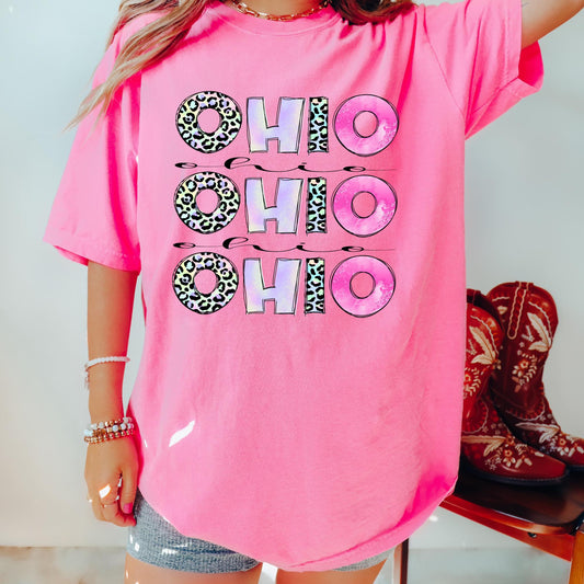 Ohio leopard pastel pattern state - DTF