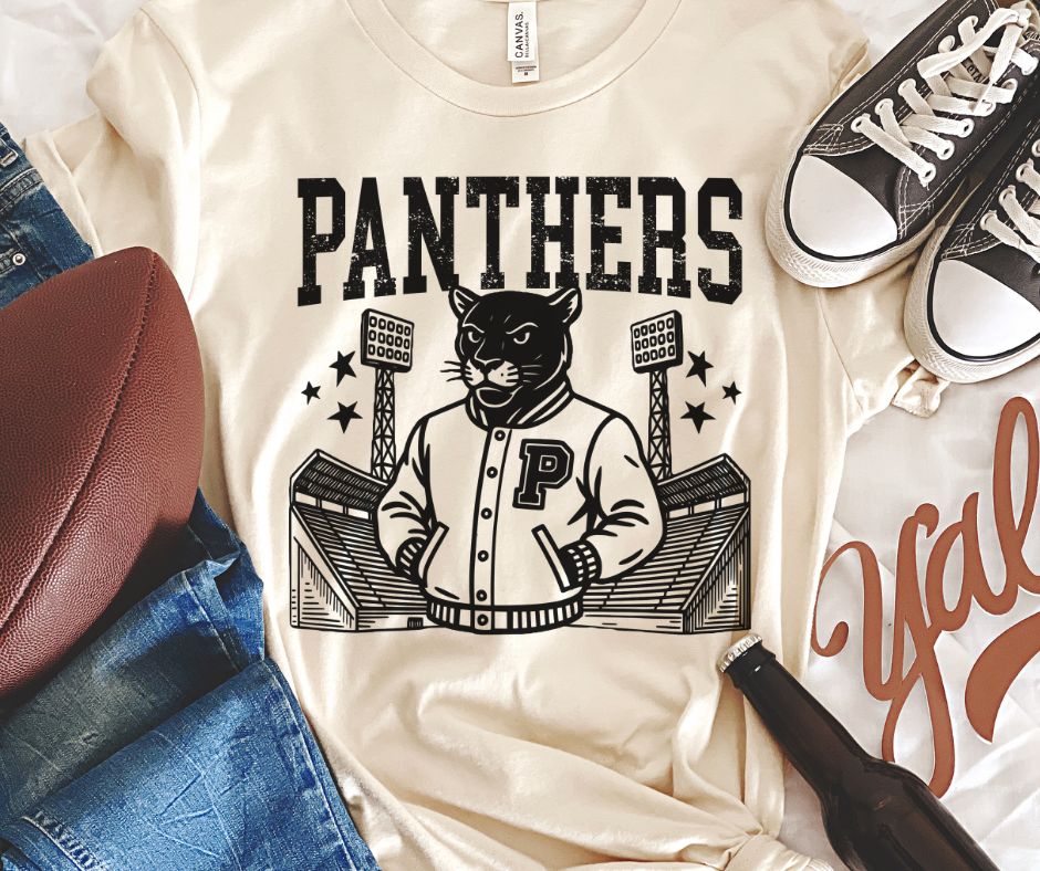 Panthers - Black (Letterman Mascots) - DTF
