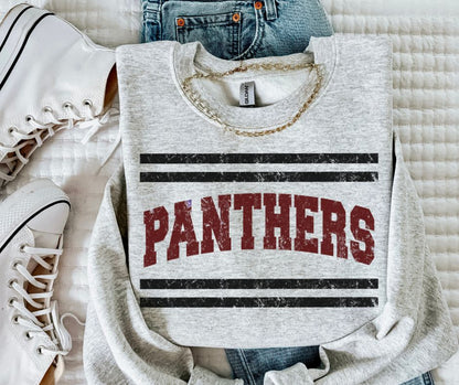 Panthers - Maroon/Black (Mascot Distressed Lines) - DTF