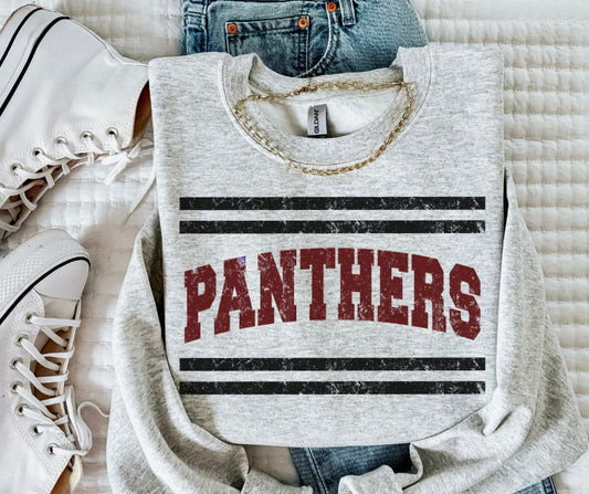 Panthers - Maroon/Black (Mascot Distressed Lines) - DTF