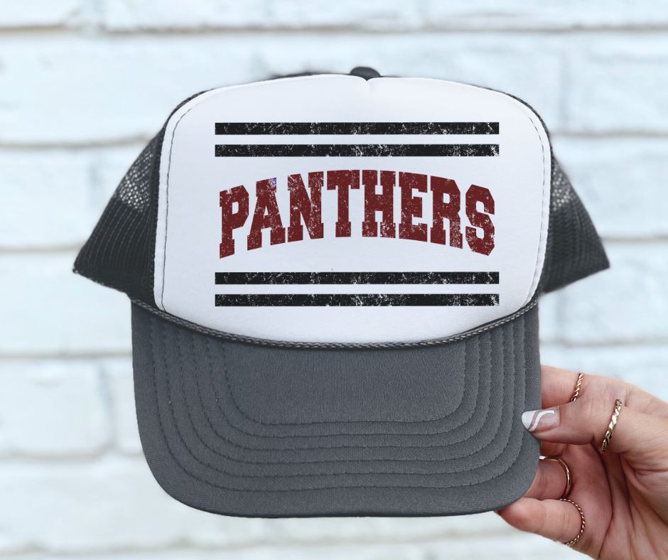 Panthers - Maroon/Black (Mascot Distressed Lines) - DTF