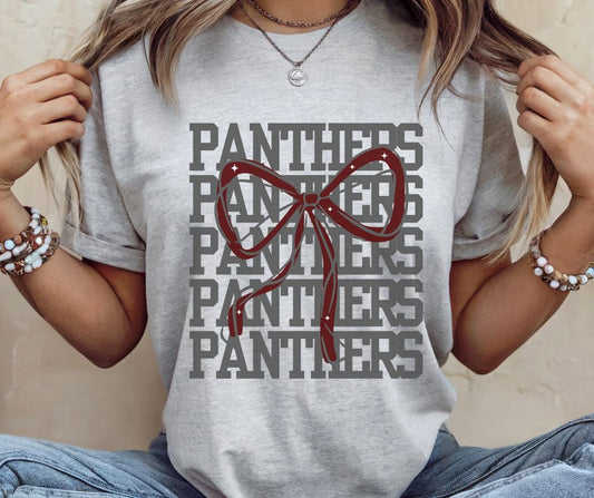 Panthers - Maroon/Gray (Stacked Coquette Bow)  - DTF