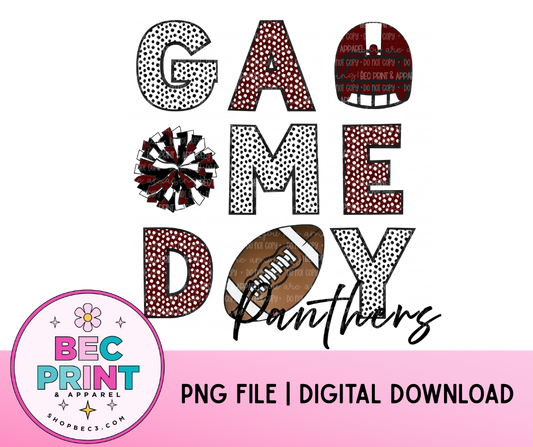 Panthers - Maroon/White (Game Day Football Collage) - Design PNG |  Digital Download | PNG file