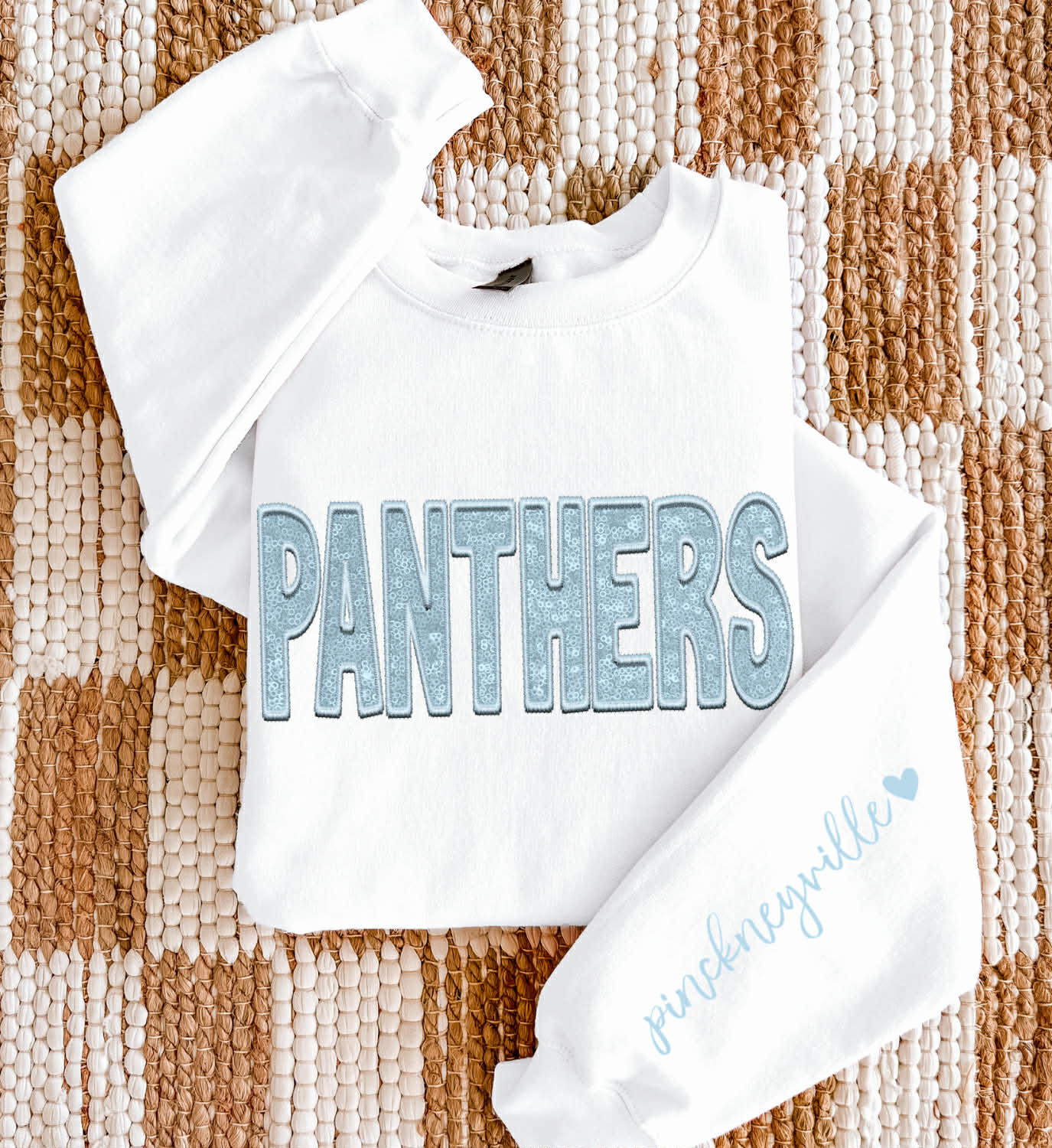 Panthers - Pinckneyville/Columbia Blue (Sequins/Embroidery look) - DTF