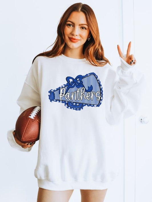 Panthers - Royal Blue (Prepster Megaphone Bow Mascot) - DTF