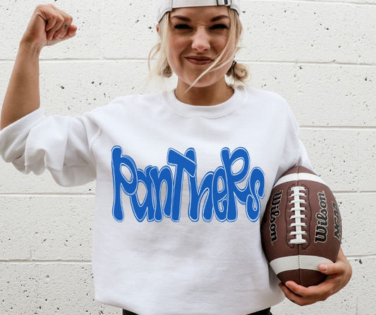 Panthers - Royal Blue (Funky Doodle Colored Mascot) - DTF