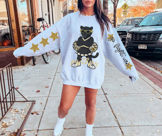 Panthers - Black/Gold (Cheer Star Mascot) - DTF