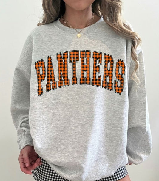 Panthers - Orange/Black (Gingham Varsity Arch Mascot) - DTF