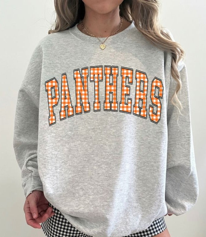 Panthers - Orange/Black (Gingham Varsity Arch Mascot) - DTF