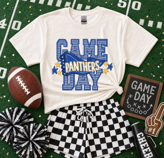 Panthers - Royal Blue/Yellow Gold (Preppy Game Day Pennant Mascot) - DTF