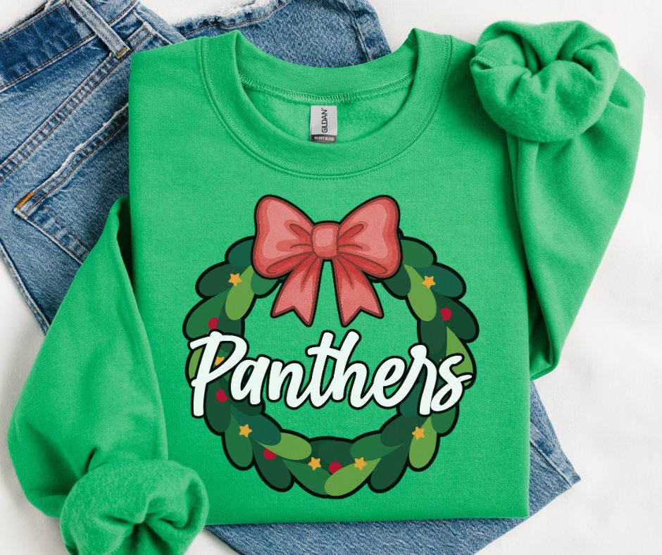 Panthers (Christmas Wreath Mascot) - DTF