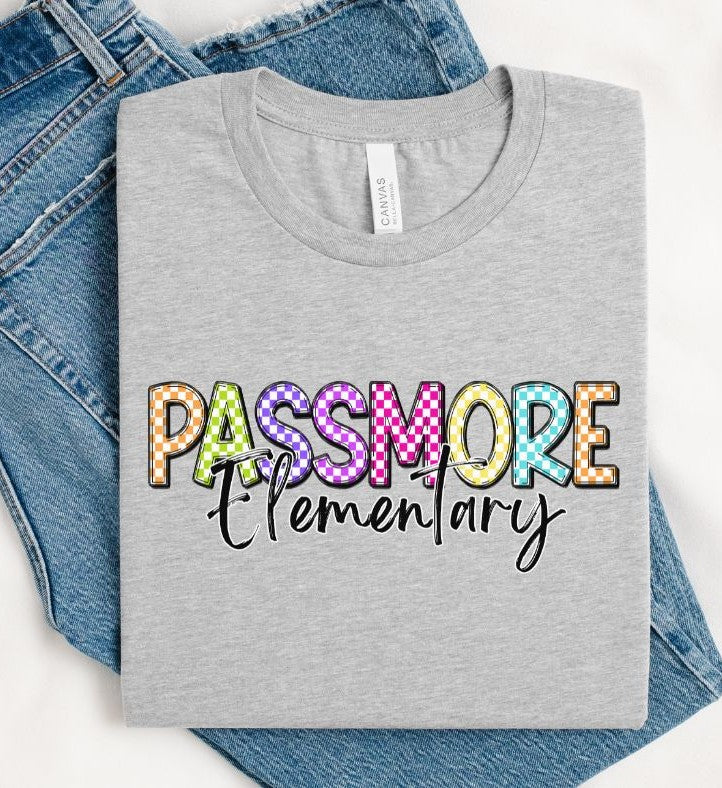 Passmore Elementary (Colorful Checked School Name) - DTF