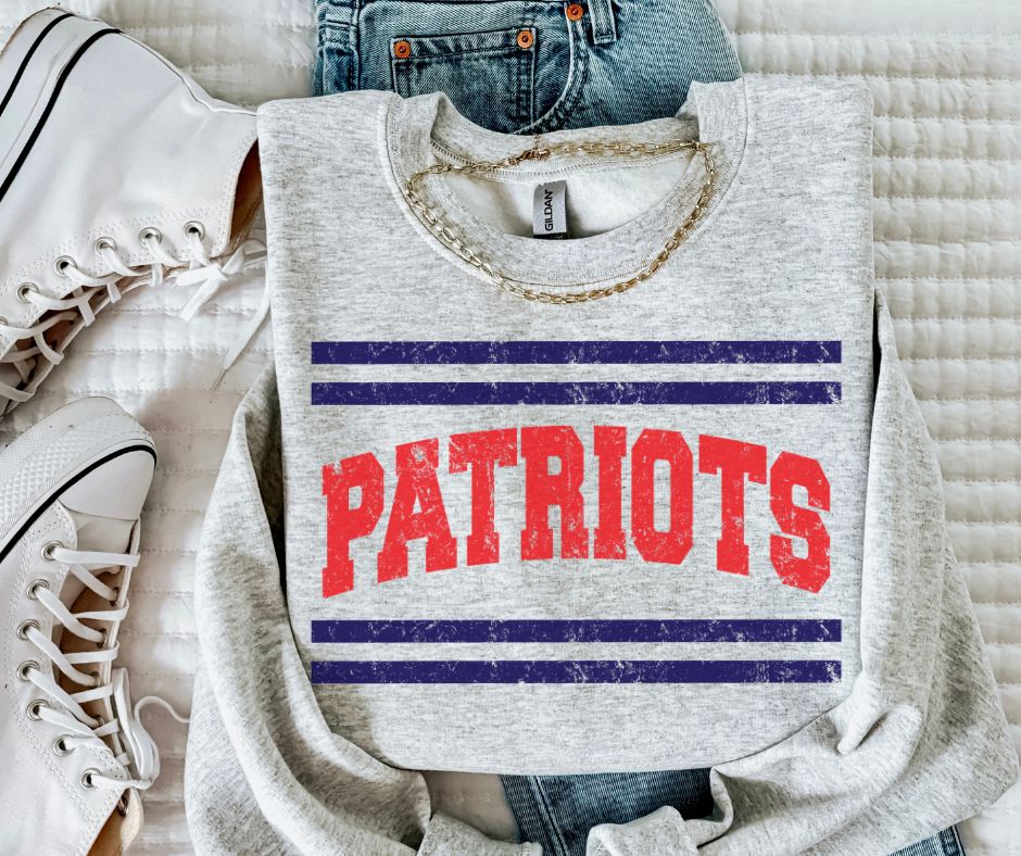 Patriots - Red/Navy (Mascot Distressed Lines) - DTF